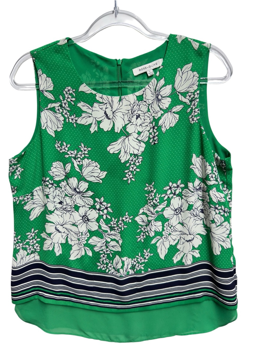 Silky Knit Polka Dots Floral Vines Hibiscus Garden Blouse Tank Top